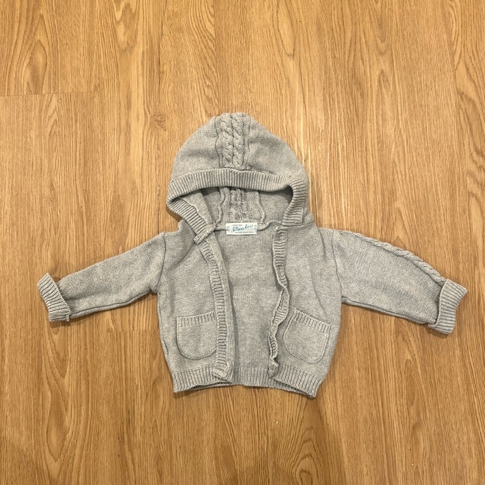 Hooded Button Down Cable Knit Cardigan